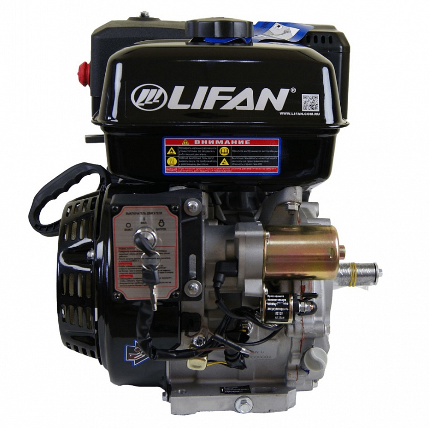 Бензиновый двигатель Lifan 192F-2D (18.5 л.с., вал 25 мм) с электростартером, катушка 11 А 12В